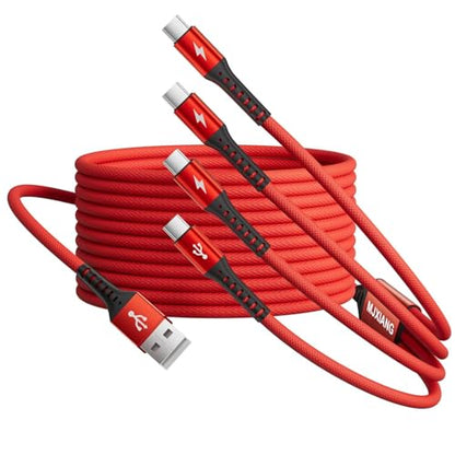 MJXIANG Long Multi USB C Cable 7.2FT, QC 3.0 (3A) Fast Charging Cord 4 in 1 - color: 7.2FT/1Pack(Red)
