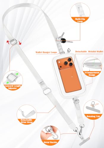 takyu Phone Strap Crossbody with Detachable RFID Wallet White - color: White