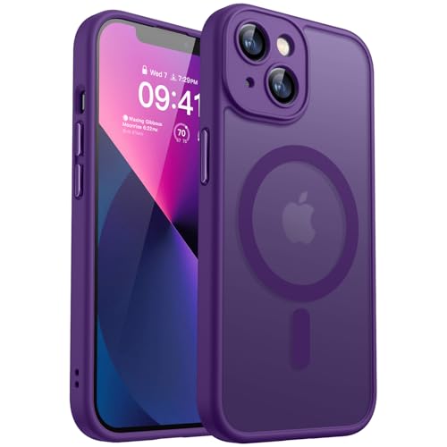 CANSHN Magnetic Shockproof for iPhone 13 Case, Deep Purple - color: Deep Purple, size: iPhone 13 (6.1 Inch, 2 Lens)