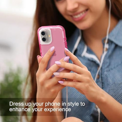 Follaroma for iPhone 16 Plus Case, Shockproof, Crystal Pink | Heavy Duty Shockproof Protection Phone Cases, Anti-Drop, Dual Layer Transparent Rugged Protective Cover, 6.7 inch - color: Pink, size: iPhone 16 Plus 6.7‘’