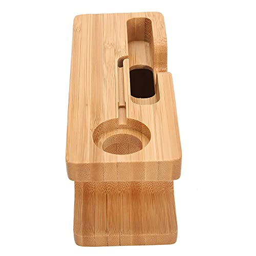 Pssopp Bamboo Charging Station, Wooden Charging Station Desktop Docking Station Organizer for Cellphone Smart Watch Tablet Charging Cables