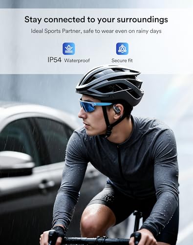 Eigsupia Open Ear Headphones, Bluetooth Headphones 5.3 Sports with Smart Digital Display, 36H Playtime, IP54 Waterproof, Wireless Earbuds Lightweight Design Fit Cycling, Running, Workout (Black)