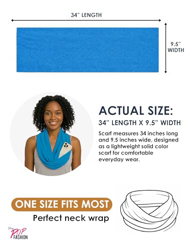 Pop Fashion Solid Color Hidden Zipper Pocket Scarf - Fashion Scarf for Women - All Seasons - color: Light Blue