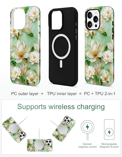 Jusy Magnetic Stained Glass Floral Case for iPhone 16e/17e, White | Compatible with MagSafe, Cute Aesthetic Flower Design, TPU and PC Protective Phone Cover - color: White