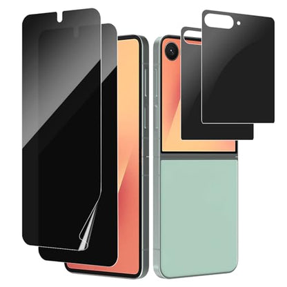 [2 Set] Compatible With Samsung Galaxy Z Flip 7 Privacy Screen Protector, 2 Pack Internal Anti-Spy Film + 2 Pack Outer Privacy Tempered Glass Screen Protector, Anti-Spy, Anti-Scratch, Case Friendly - size: Z Flip 7