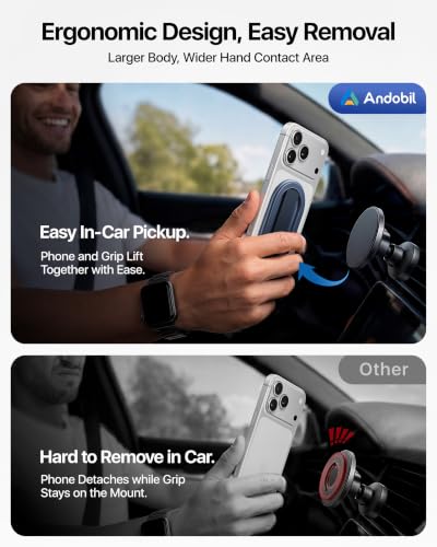 andobil [2026 Woven Comfort] Magnetic Phone Grip for MagSafe w/Finger Strap - color: Deep Blue