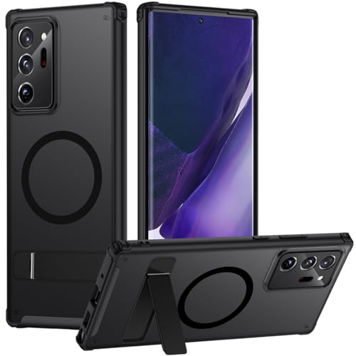 TIANNIUKE Magnetic Case for Samsung Galaxy Note 20 Ultra, Translucent Matte Anti-Fingerprint,Compatible with MagSafe,Adjustable Kickstand,Shockproof Protective Phone Case (Black) - color: Kickstand Black, size: Galaxy Note 20 Ultra