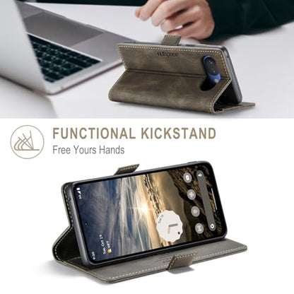 HAII Case for Google Pixel 10a 6.3",PU Leather Folio Flip Wallet Case with Card Holster Stand Kickstand Magnetic Closure Shockproof Phone Cover for Google Pixel 10a (Coffee) - color: Coffee