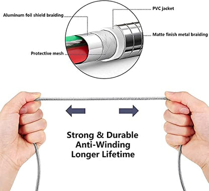 MFi Certified Lightning Cable [2 Pack 6.6 Feet] Metal Braided Type C to Lightning Cable with Short-Circuit Resistant Insulation Coated Jacket, Fast Charging