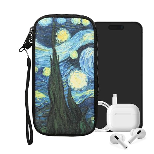 kwmobile Neoprene Sleeve for Smartphone Size XXL - 7" - Shock Absorbing Pouch Case - Protective Phone Bag - Starry Night Blue/Yellow - style: Starry Night 04-06