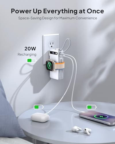 22.5W Fast Charging Portable Charger, 10000mAh Power Bank for Apple Watch - color: White