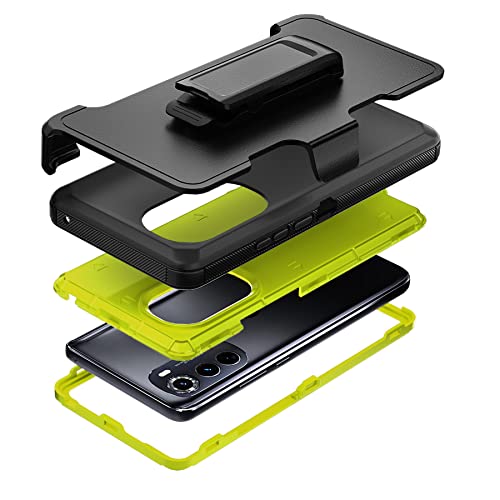 Compatible with Motorola Edge (2022) Case, with Belt Clip Holster Heavy Duty Rugged Shockproof Full Body Protection Kickstand Phone case for Motorola Edge (2022) (Black+Yellow) - color: Black+Yellow