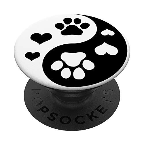 Paw Print Dog Paw Cute Dog Love Design White Black Dog PopSockets Swappable PopGrip