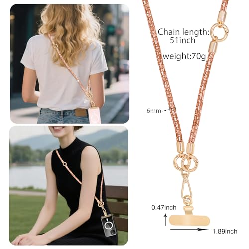 Crystal Phone Lanyard Crossbody Adjustable Rhinestone Anti-Theft Phone Strap Crossbody Cell Phone Neck Strap for Women - color: Champagne