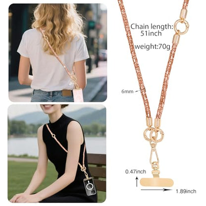 Crystal Phone Lanyard Crossbody Adjustable Rhinestone Anti-Theft Phone Strap Crossbody Cell Phone Neck Strap for Women - color: Champagne
