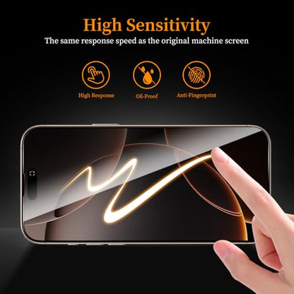 2 Pack Privacy Screen Protector for iPhone 17/17 Pro/16 Pro，Anti-Spy Tempered Glass Film, Anti-Scratch, 9H Hardness，Compatible phone cases，High definition
