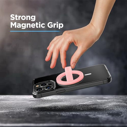 Encased Magnetic Phone Grip Holder Thin Silicone Finger Loop Ring Compatible with iPhone (Blush Pink) - color: Blush Pink