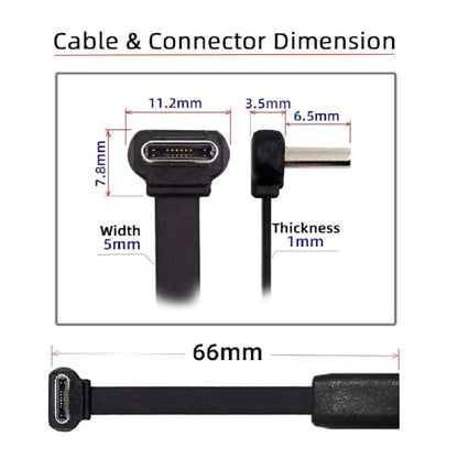 xiwai Ultra Slim Flat USB-C Male to Female Up Down Angled Cable 6cm - size: 6.6cm, style: USB2.0 Type C-Type C Angled M-F