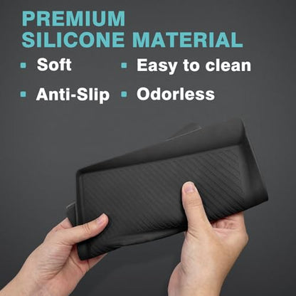 BestEvMod Center Console Wireless Charger Mat Compatible with Refreshed Model 3 Highland 2026 2025 2024 Accessories Phone Charge Area Silicone Mat Non Slip Silicone Pad (Black) - color: Black, size: 24+ M3