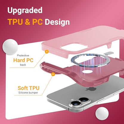 jaroco Magnetic for iPhone 16 Case Heavy Duty Rugged Dual-Layer Pink - color: Pink, size: iPhone 16