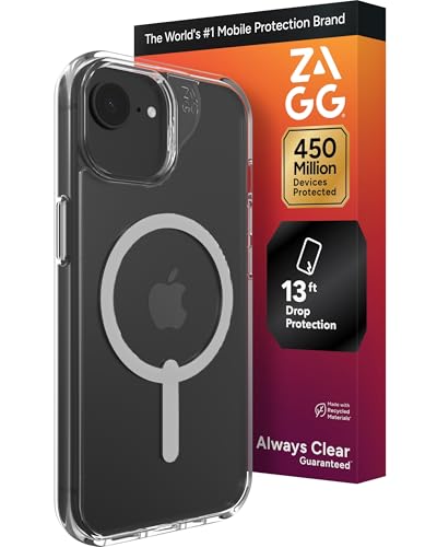 ZAGG Crystal Palace Snap Case for iPhone 17e/ 16e/ 15/14/ 13 - Crystal Clear, 13ft Drop Protection, Magnetic, Anti-Yellowing, Graphene Reinforced, Wireless Charging Compatible, Anti-Scratch - size: iPhone 17e/ 16e/15/14/13, style: With Magsafe