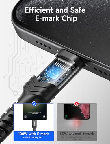 JSAUX 100W USB C to USB C Cable, 2-Pack 3.3FT, 5A Fast Charging, Black - color: Black, size: 3.3 ft+3.3 ft
