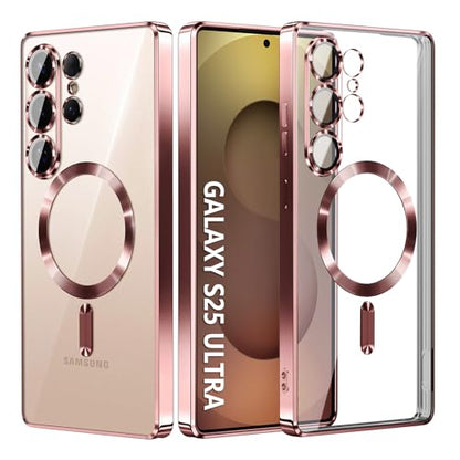 Compatible with Samsung Galaxy S25 Ultra Case（Only）.Magnetic Cover for S25 Ultra. Glossy Slim Thin Soft funda capa para for Galaxy S25 Ultra 6.9 inch.Compatible with MagSafe， (Rose Gold) - color: Rose Gold