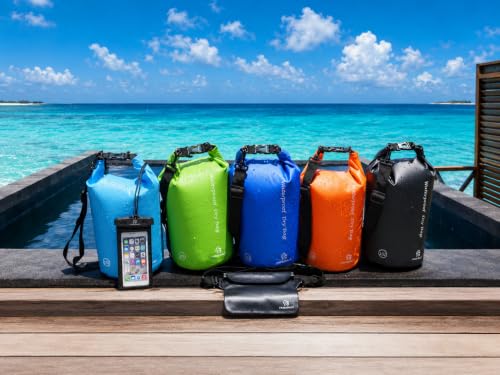 Freegrace Waterproof Dry Bag with Double Zip-Lock, Phone Case & Waist Pouch | 10L Sky Blue, Submersible 500D Drysack, Adjustable Crossbody Strap, Gear For Kayaking, Boating, Beach, Swimming, Scuba Diving - color: Sky Blue, size: 10L, style: Without Window