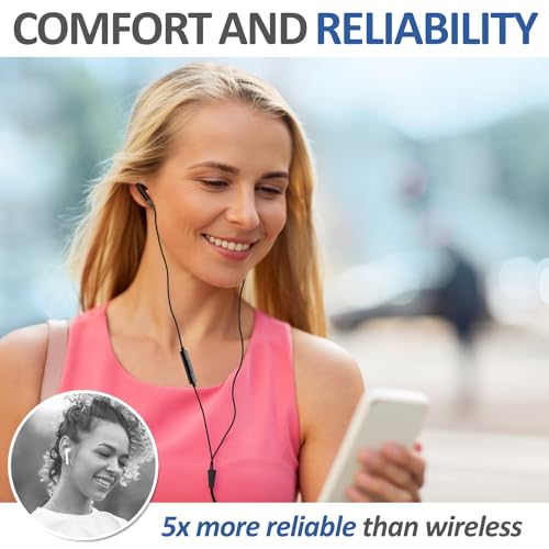 LUDOS FEROX 2 Pack Wired Earbuds in-Ear Headphones, 5 Year Warranty, Earphones with Microphone, Noise Isolation for 3.5mm Jack Ear Buds for iPhone, Samsung, Computer, Laptop, Kids, School Students - color: Black