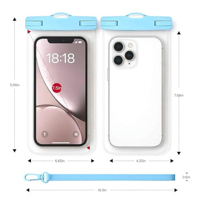 Waterproof Phone Pouch Compatible for iPhone 7in - 1 Sea Blue | IPX8 Waterproof Case, Beach Travel Must Haves, Beach Essential, Dry Bag, 1 Pack, for iPhone 17/16/15/14/13/12 Pro Max - color: B4-Sea Blue