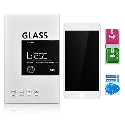 TECHO Privacy Screen Protector for iPhone 8 7 6s 6, Anti Spy 9H Tempered Glass, Edge to Edge Full Cover Screen Protector [Anti-Fingerprint] [Bubble Free] [Full Coverage] (White) - color: White