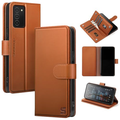 Shieldtop Compatible with Samsung Galaxy A03S US Wallet Case with Card Holder,RFID Blocking PU Leather Phone Case Folio Flip Shockproof TPU Protective Cover Credit Card Slots Women Men,Light Brown - color: Light Brown