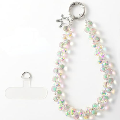 richginker Crystal Beaded Phone Wrist Strap with Tether Tab, Crystal AB - color: Crystal AB