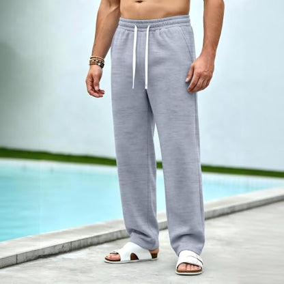 Baggy Sweat Pants for Mens Drawstring Lightweight Sweatpants with Pockets - color: Z003- Light Gray, size: Small