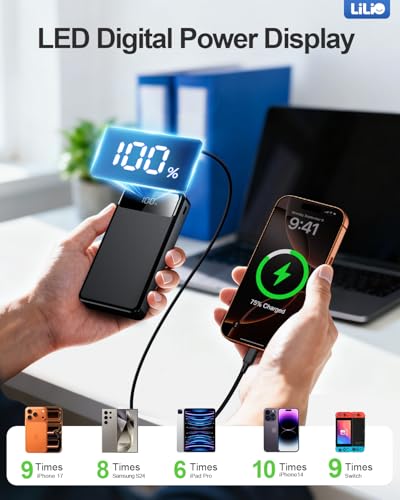 LILIO 60000mAh Portable Charger, 22.5W Fast Charging with 3 in 1 Cable