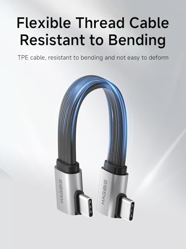 Hagibis 0.33ft 90 Degree USB4 Cable, 80Gbps Data Transfer, 8K@60Hz Video Display, 240W Fast Charging Right Angle USB-C Cable, USB 4 V2.0 Cable for iPhone 17 16 15 Pro Max, iPad Pro, Thunderbolt 5/4