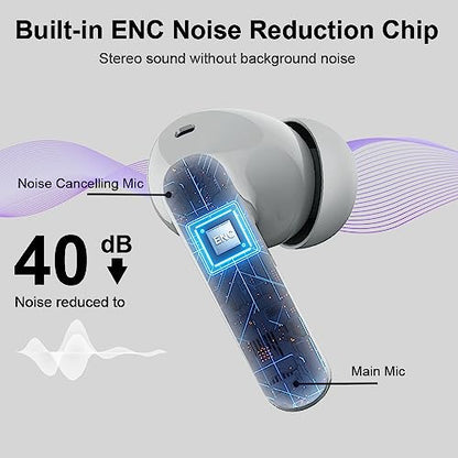 Wireless Earbuds, Bluetooth 5.4 Headphones Bass Stereo, Graphite Gray - color: Graphite Gray