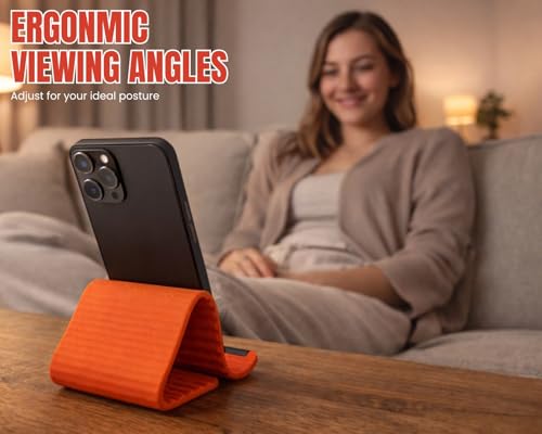Silicone Phone Holder, 7.9In Flexible Bendable Phone Stand, Orange - color: Orange