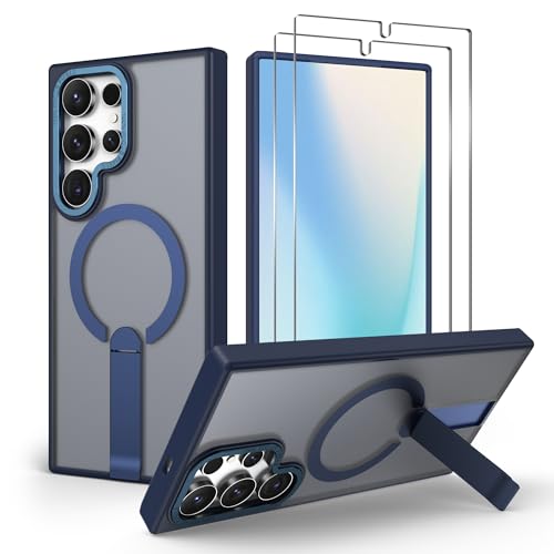 for Samsung S23-Ultra Case: with 2 PCS Screen Protector, Strong Magnetic Compatible with MagSafe, Built-in Stand, Slim & Matte Shockproof Funda para Cover for Samsung S23 Ultra, Navy Blue - color: Navy Blue, size: Galaxy S23 Ultra 6.8"