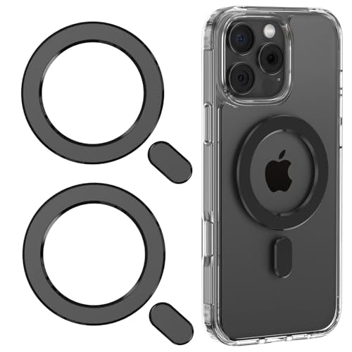 Universal MagSafe Ring, 2 PCS Magnet Sticker Magnetic Adapter Ring - color: Black