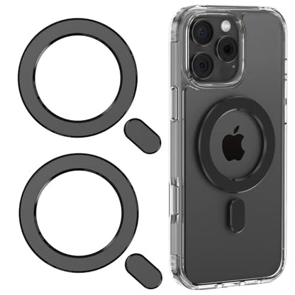 Universal MagSafe Ring, 2 PCS Magnet Sticker Magnetic Adapter Ring - color: Black