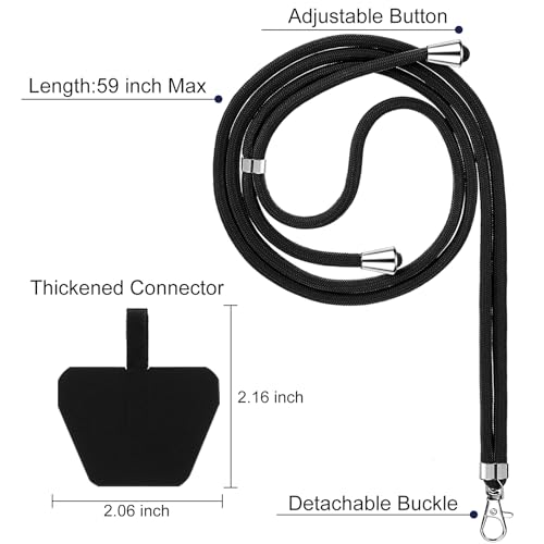 Weewooday 4 Pcs Phone Lanyard Crossbody Phone Strap, Black - color: Black