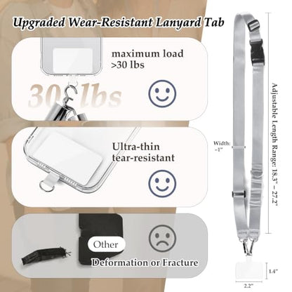 Multifunctional Phone Lanyard Adjustable Anti-Theft Crossbody Phone Strap - color: Grey
