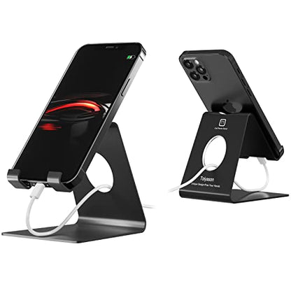 Cell Phone Stand - Aluminum Desktop Phone Holder, Anti-Slip, Universal Fit - color: Black