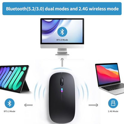 Afaartcci Rechargeable Wireless Mouse, Silent Bluetooth Mouse (Black) - color: Black