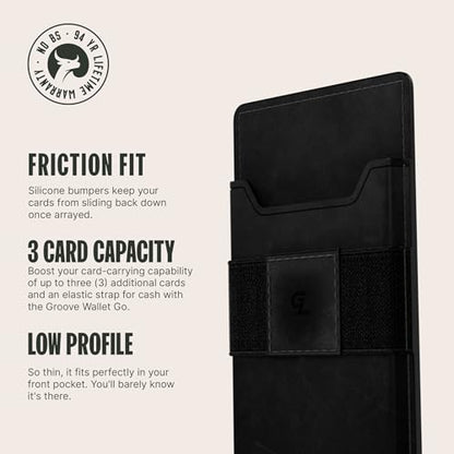 Groove Life Groove Wallet Go, Black Leather Attachment Card Holder for Men - color: Black