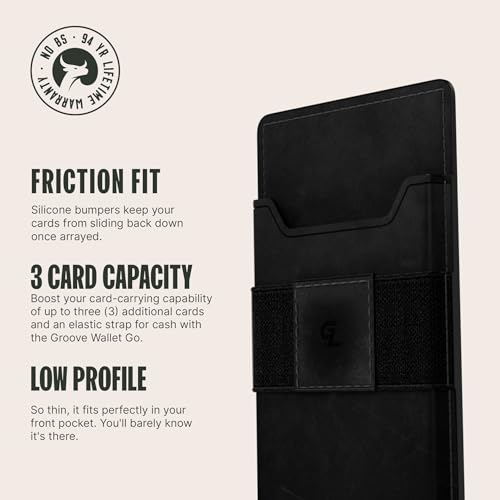 Groove Life Groove Wallet Go, Black Leather Attachment Card Holder for Men - color: Black
