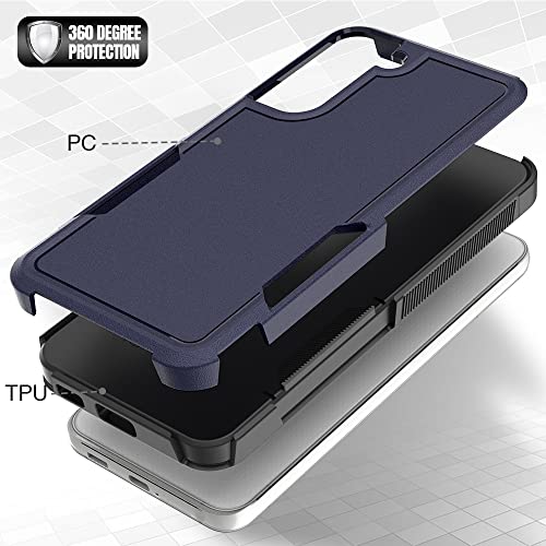 for Samsung Galaxy S22 Plus Case: Dual Layer Protective Heavy Duty Cell Phone Cover Shockproof Rugged with Screen Protector - Military Protection Bumper Tough - Samsung Galaxy S22+ Plus 2022, Blue - color: Navy Blue (PC) + Black (TPU)