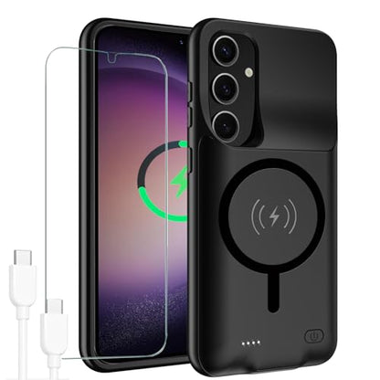Battery Case for Galaxy S23 Plus,12000mAh Large Capacity Rechargeable Portable Protective Extended Charger Cover Compatible with Galaxy S23 Plus (6.6 inch) Wireless Charging Case with Carplay-Black - size: Galaxy S23 Plus