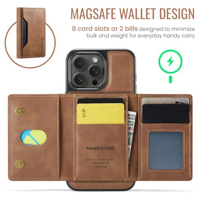 K2 2 in 1 Detachable Magnetic Phone Cases Compatible with iPhone 16 Pro Max Case with Card Holder RFID Blocking, Compatible with Magsafe Wallet, Leather 6.9'' (Brown, iPhone 14 Pro Max) - color: Brown, size: iPhone 14 Pro Max